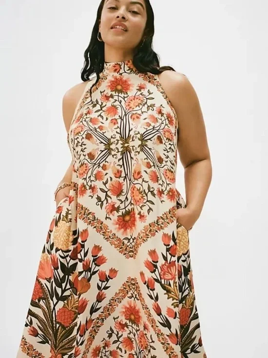 FARM Rio halter maxi dress with pockets sz M - Picture 6 of 7